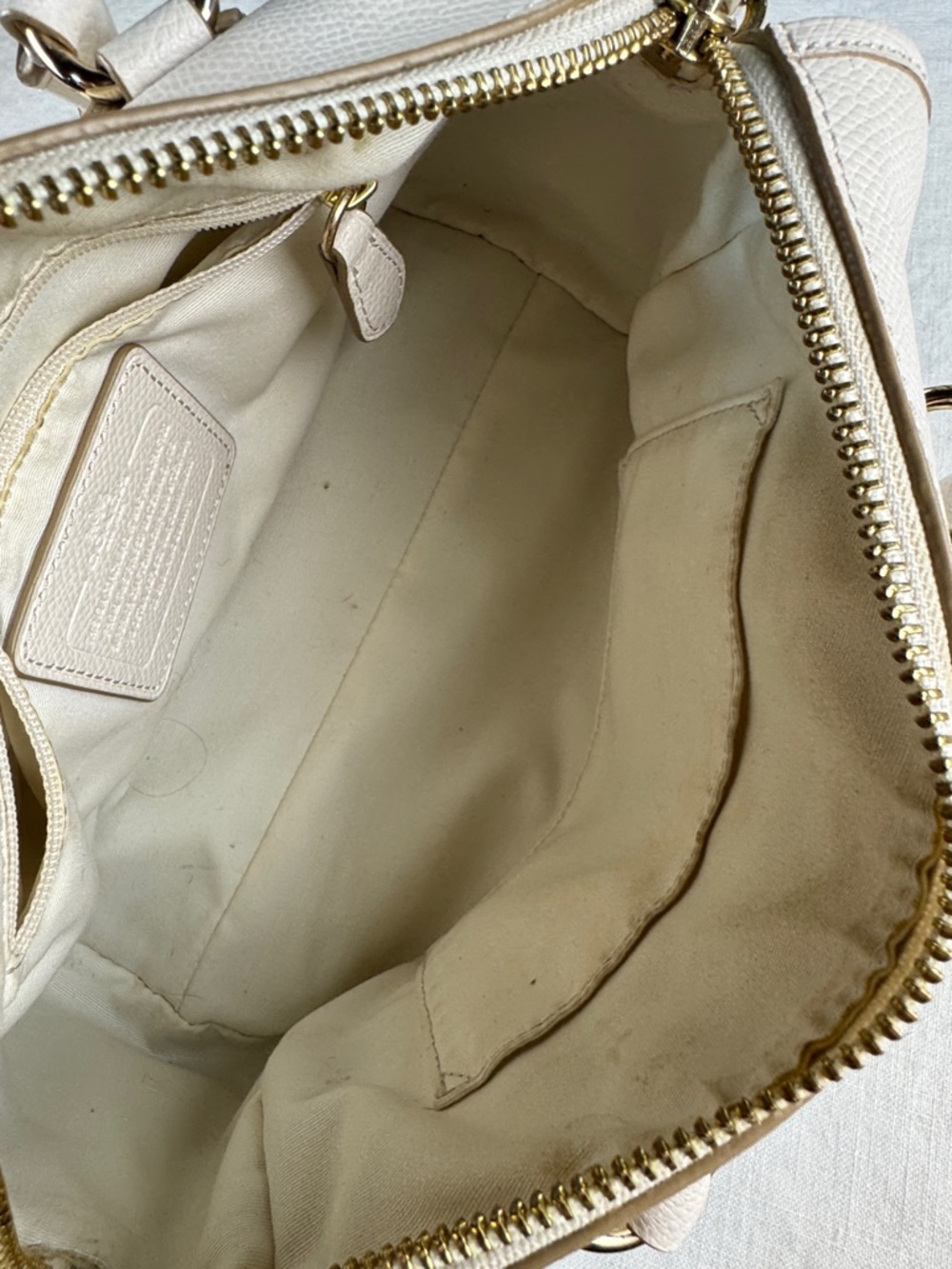 Coach Cream Bennett Mini Leather Satchel with Gold Plaque - Picture 9 of 13